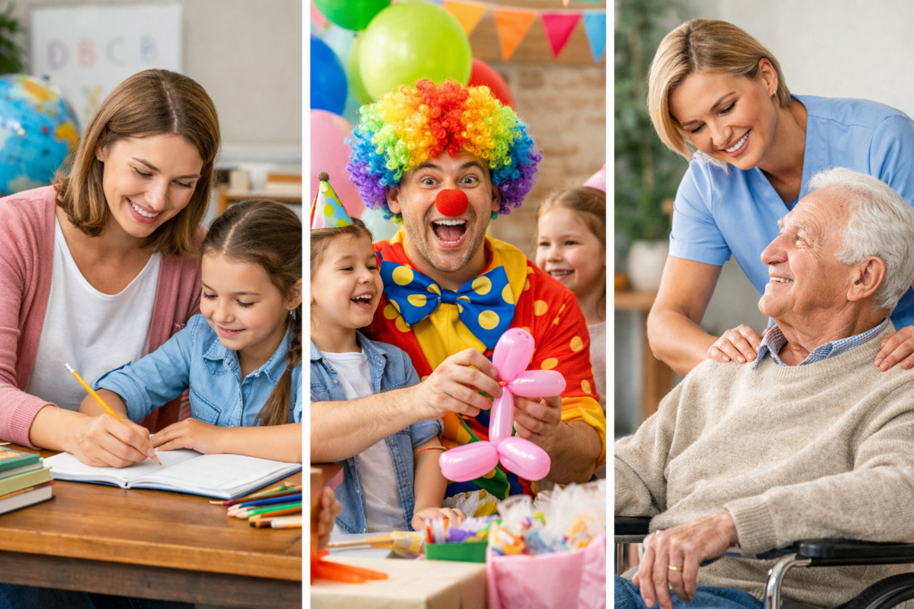 collage of self-employed individuals that need an Enhanced DBS Check
